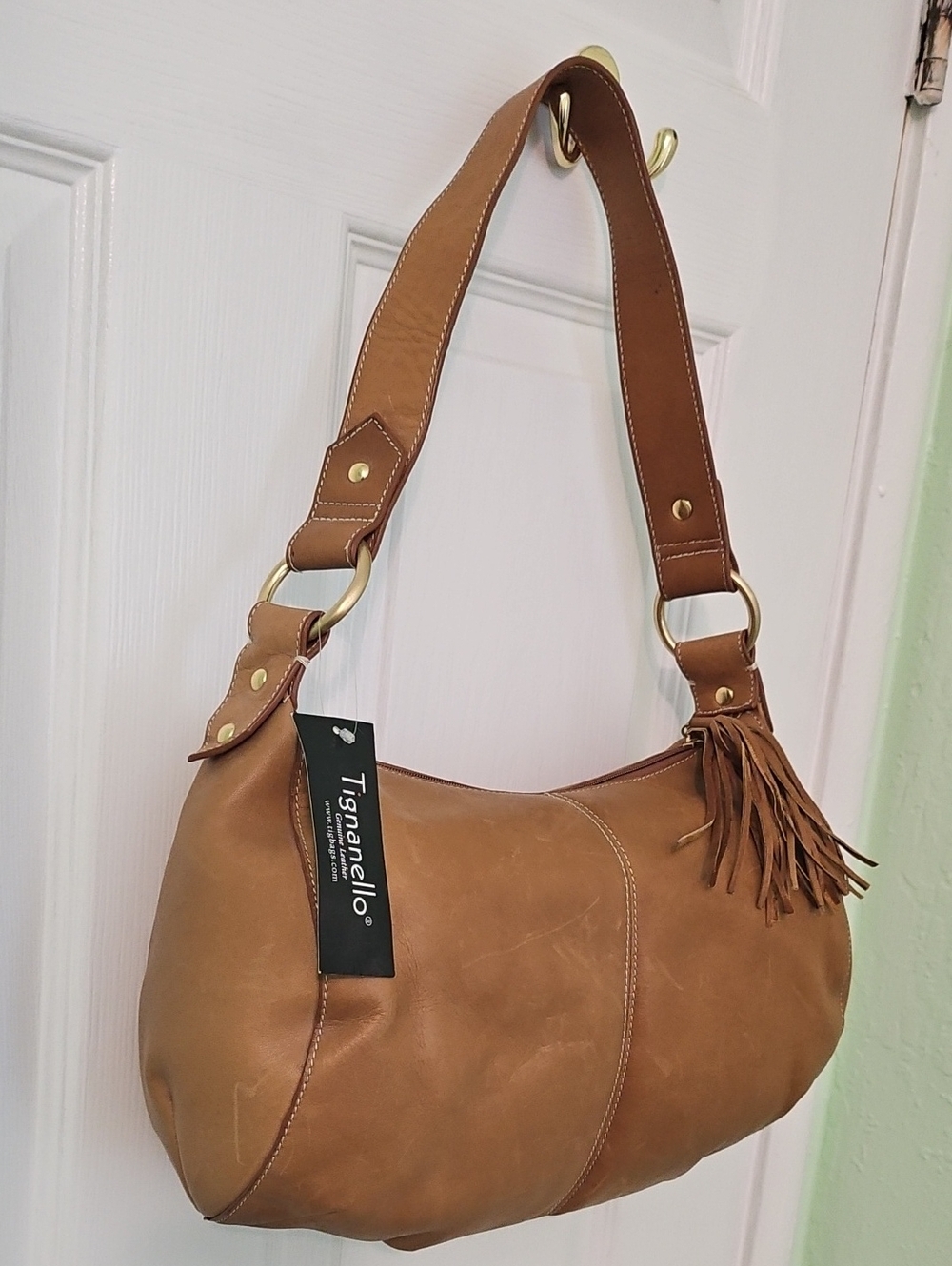 Tignanello Y2k Brown Leather Hobo Purse Bag NWT - Picture 2 of 8
